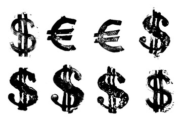Grunge Dollar Euro Sign Symbol