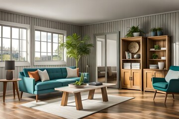 modern living room with fireplace