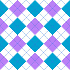 Seamless purple argyle pattern. Traditional diamond check print. Vintage seamless background.

