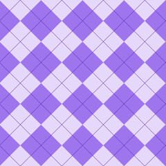 Seamless purple argyle pattern. Traditional diamond check print. Vintage seamless background.

