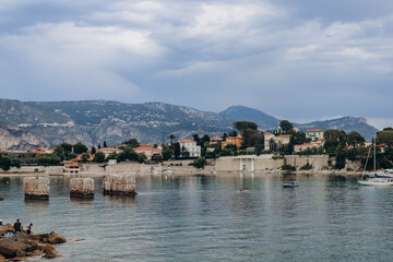 View of the Fosses beach, one of the most beautiful beaches in Saint-Jean-Cap-Ferrat