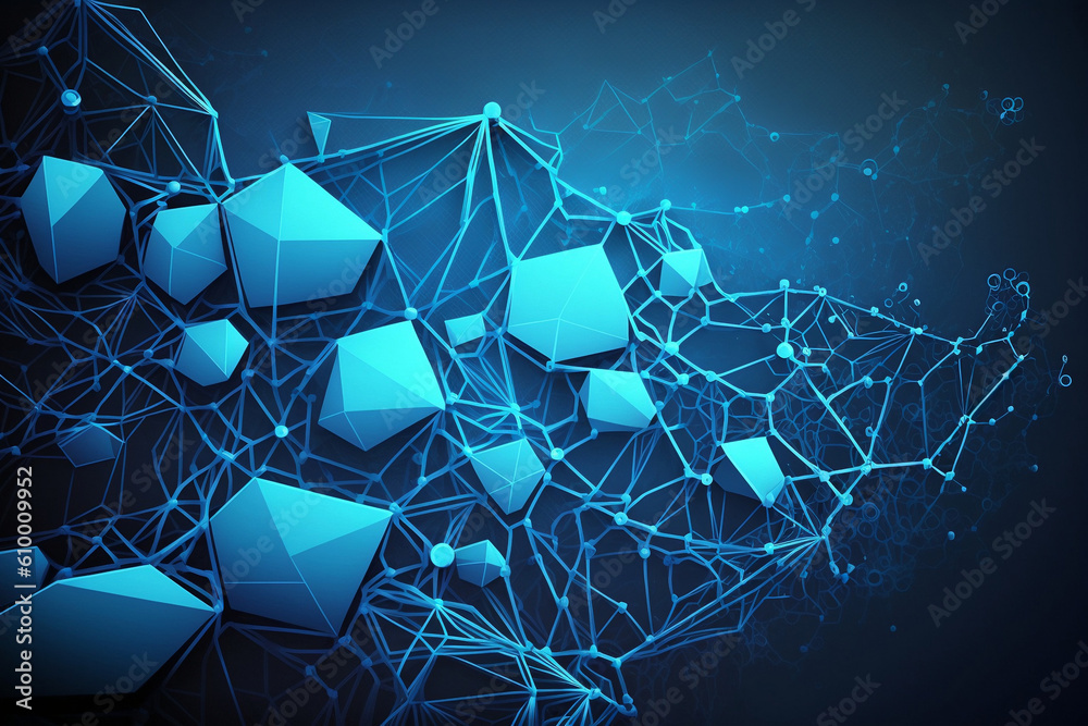 Poster abstract blue background - plexus - illustration - ai generated