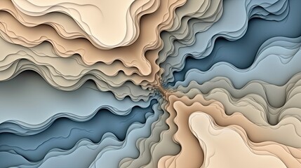 Mandelbrot Set Relalism Colors Style Backdrop - In the Colors Sandy Beige, Dusty Blue and Clay Gray - Beautiful Art Mandelbrot Background Wallpaper created with Generative AI Technology - obrazy, fototapety, plakaty