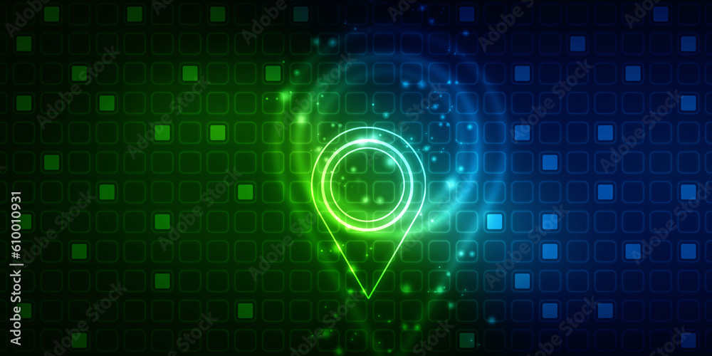 Poster 2d rendering illustration map pointer