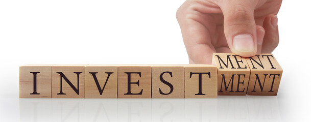 Wooden cubes in hand space for input wording and infographic word