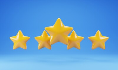 Star icon isolated on blue background. 3d rendering illustration