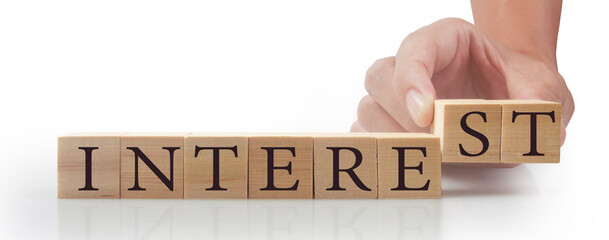 Wooden cubes in hand space for input wording and infographic word