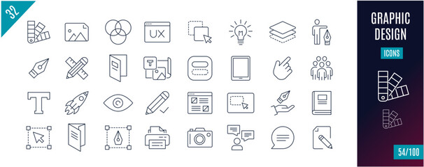 Best collection graphic line icons. Design, UX, Creative, ...
