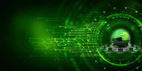 3d rendering Fiber optical cable detail connected globe around computer network