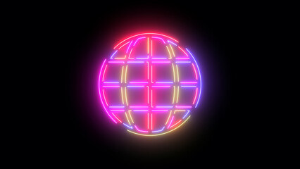 Globe colored icon. Laser vintage effect. Infinite loopable 4K animation