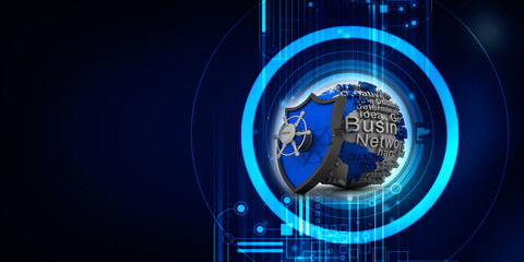 Security shield 3d rendering illustration