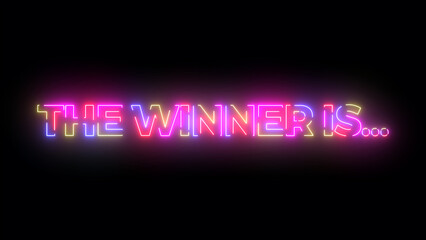 The winner is. Colored text. Laser vintage effect. Infinite loopable 4K animation