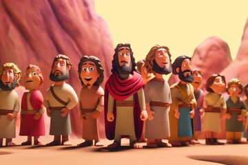 3D Jesus and the Apostles characters Generative AI Illustration - obrazy, fototapety, plakaty