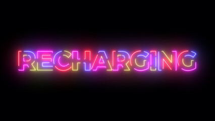 Recharging colored text. Laser vintage effect. Infinite loopable 4K animation