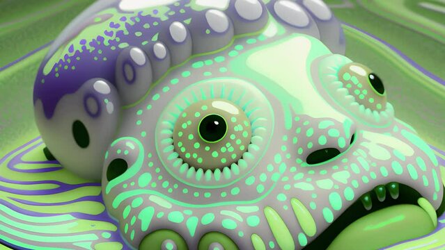 Fantastic little snotty slug monster, created with the help of artificial intelligence.
