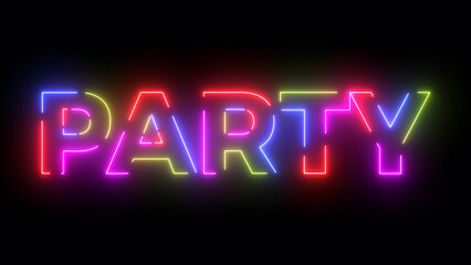 Party colored text. Laser vintage effect. Infinite loopable 4K animation