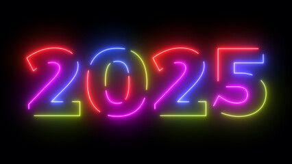 2025 colored text. Laser vintage effect. Infinite loopable 4K animation