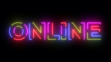 Online colored text. Laser vintage effect. Infinite loopable 4K animation