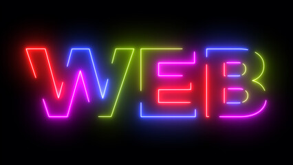 Web colored text. Laser vintage effect. Infinite loopable 4K animation