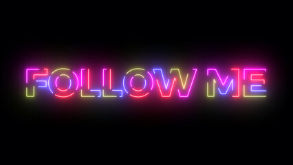 Follow me colored text. Laser vintage effect. Infinite loopable 4K animation - obrazy, fototapety, plakaty