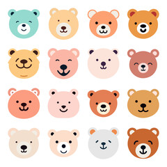 Cute Teddy bear cartoon collection. Vector illustration isolated on white background
