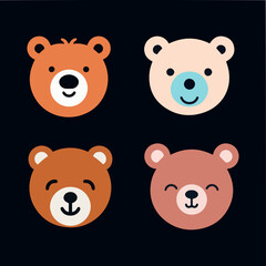 Cute Teddy bear cartoon collection. Vector illustration isolated on white background