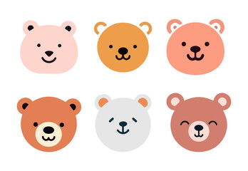 Cute Teddy bear cartoon collection. Vector illustration isolated on white background