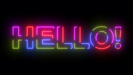 Hello colored text. Laser vintage effect. Infinite loopable 4K animation