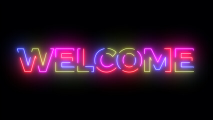Obraz premium Welcome colored text. Laser vintage effect. Infinite loopable 4K animation
