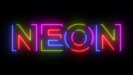 Neon colored text. Laser vintage effect. Infinite loopable 4K animation