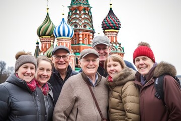 Group of tourists on Red Square in Moscow