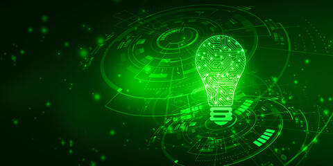 

2d illustration bulb future technology, innovation background, creative idea concept 