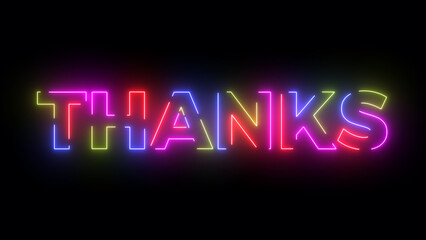 Thanks colored text. Laser vintage effect. Infinite loopable 4K animation