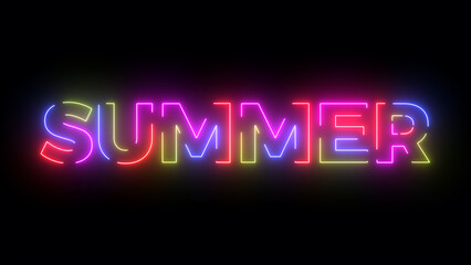 Obraz premium Summer colored text. Laser vintage effect. Infinite loopable 4K animation