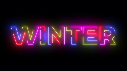 Winter colored text. Laser vintage effect. Infinite loopable 4K animation