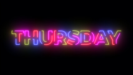 Thursday colored text. Laser vintage effect. Infinite loopable 4K animation