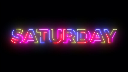 Saturday colored text. Laser vintage effect. Infinite loopable 4K animation
