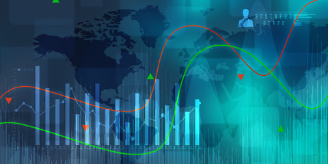 2d rendering Stock market online business concept. business Graph 