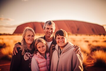 Portrait of family standing together in the desert on a sunny day