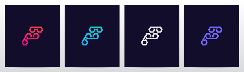 Hexagon Connected Letter Logo Design F