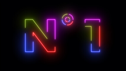 Nr. 1 colored text. Laser vintage effect. Infinite loopable 4K animation