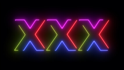 XXX colored text. Laser vintage effect. Infinite loopable 4K animation