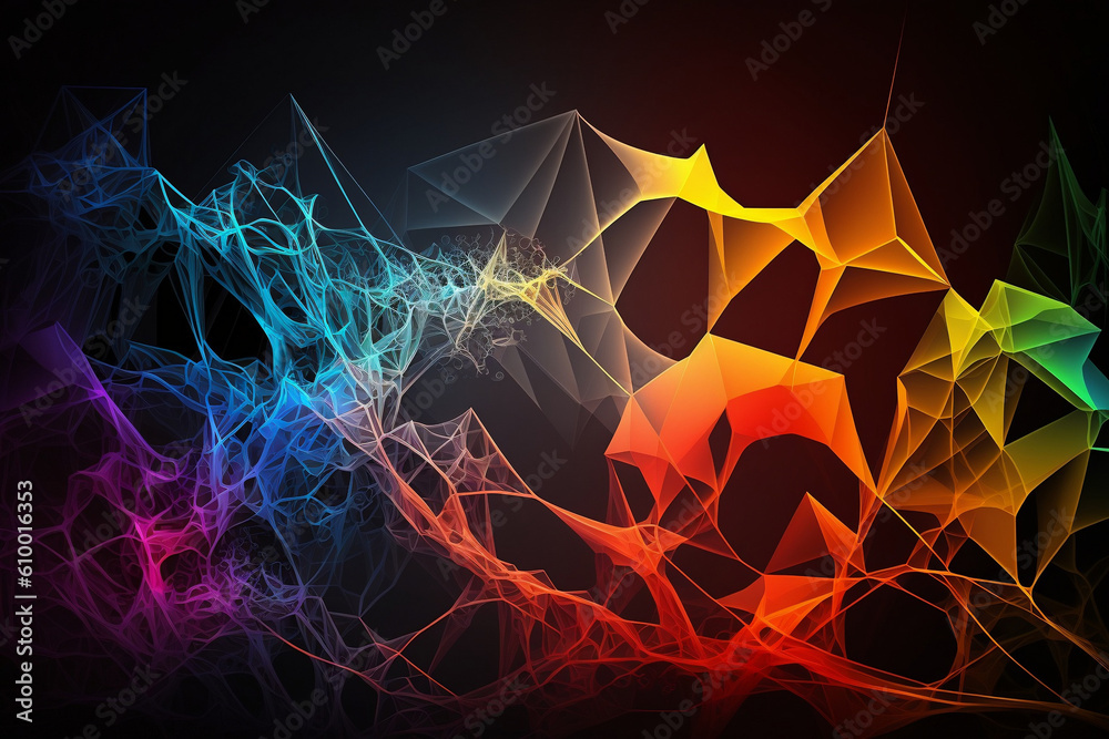 Wall mural abstract colorful background - plexus - illustration - ai generated