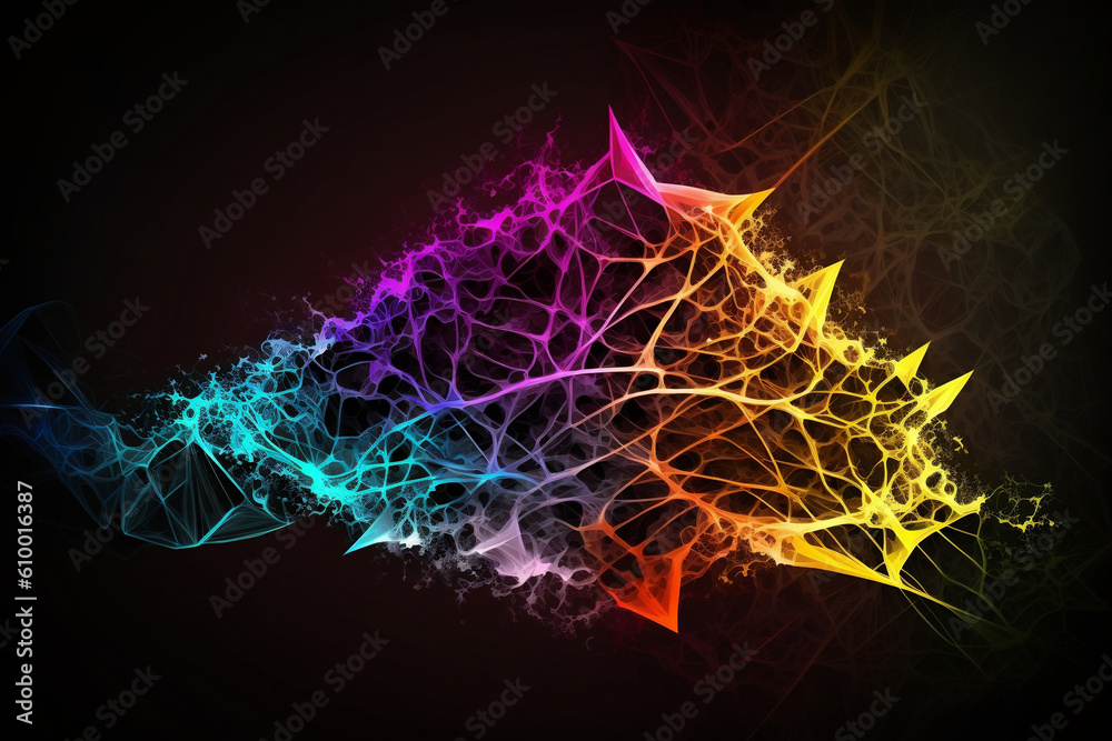 Wall mural abstract colorful background - plexus - illustration - ai generated