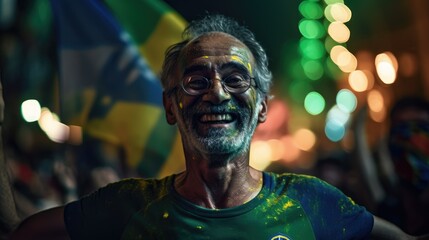 portrait of a brazilian ethnic diverse people celebrating - Illustration created with generative ai