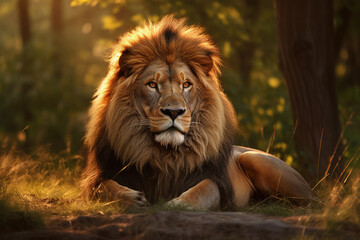 In the vast savannah, a majestic lion reigns over its natural domain. With a powerful presence and a regal mane that commands attention. Generative Ai, Ai.