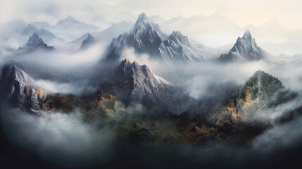 Fototapeta na wymiar Misty Mountain Landscape