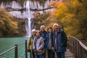 Group of senior people in the Plitvice Lakes National Park, Croatia