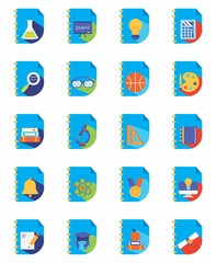 college vector icon set with blue background
