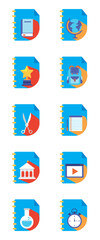 college vector icon set with blue background